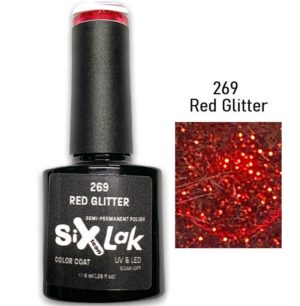 Ημιμόνιμο Βερνίκι SixLak Uv & Led Soak Off No269 Red Glitter 8ml