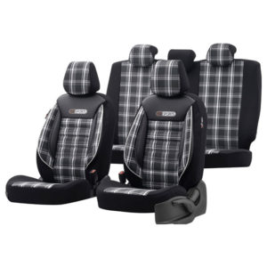 Καλύμματα αυτοκινήτου Otom GTI sports design universal Jacquard / Lacost / δερματίνη σετ εμπρός / πίσω μαύρο - γκρι GTI-807 11 τεμάχια