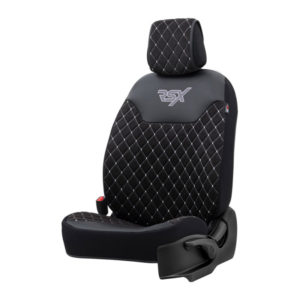 Ημικάλυμμα καθίσματος αυτοκινήτου Otom RSX Diamond Sued / δερματίνη κεντητή καπιτονέ μαύρο με άσπρη ραφή RSXT-102 11τμχ