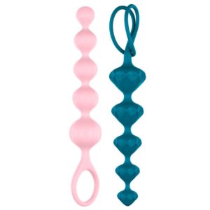 SATISFYER SET OF 2 SILICONE ANAL BEADS COLOURED 20.5cm