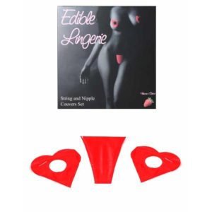 SECRET PLAY EDIBLE THONG AND NIPPLE COVERS STRAWBERRY FOR HER - ΣΤΡΙΝΓΚ +amp; ΘΗΛΕΣ ΜΕ ΓΕΥΣΗ ΦΡΑΟΥΛΑ