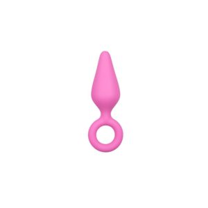 EASYTOYS PINK BUTTPLUGS WITH PULL RING MEDIUM 12cm