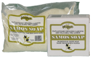 Παραδοσιακό πράσινο σαπούνι 400 gr Samos Soap σε σκόνη συσκευασία