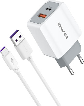Awei USB-A to USB-C Cable & USB-A/USB-C Wall Adapter (PD4)