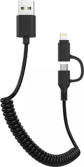 Awei CL-53 FastCharger Cable MicroUsb-Lightning 2.4A 2in1 Black 1m