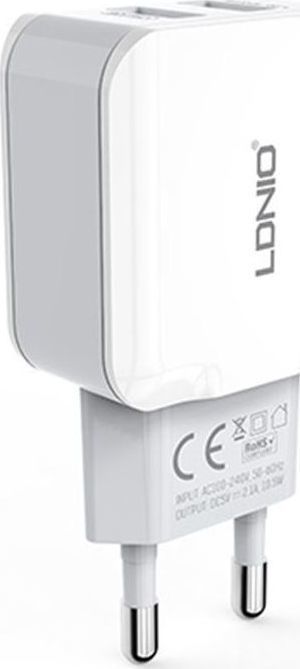 Ldnio 2x USB Wall Adapter Λευκό (A2202)