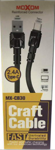 Moxom MX-CB30 Regular USB 2.0 Cable USB-C male - USB-A male Μαύρο 1m (MX-CB30)