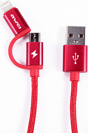 Καλώδιο Γρήγορης Φόρτισης και Μεταφοράς Δεδομένων Awei CL-930C 0.2m Micro USB/Lightning Κόκκινο