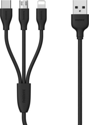 3 in1 USB - micro USB / Lightning / USB-C Cable 2.4A 1M Remax Suda RC-109th -Black
