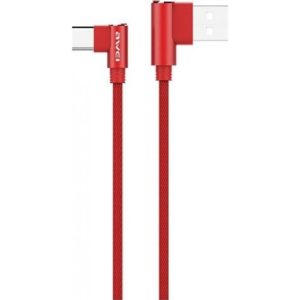 Awei CL-33 Καλώδιο Φόρτισης 1.2m L Type Type-C Fast Charging Data Cable Κόκκινο