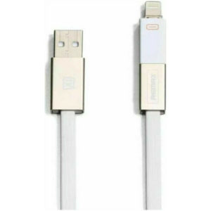 Remax RC-026T Flat USB to Lightning / micro USB Cable Λευκό 1m (Shadow) Λευκό Flat
