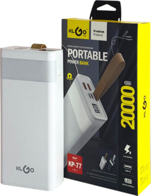 KLGO KP-77 Power Bank 20000mAh με 2 Θύρες USB-A Λευκό