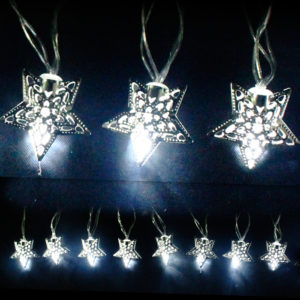 10 LED Μεταλικά Ασημί Αστέρια με Μπαταρίες