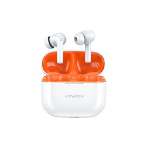 Awei T1 Pro In-ear Bluetooth Handsfree Ακουστικά με Αντοχή στον Ιδρώτα και Θήκη Φόρτισης - Λευκό / Πορτοκαλί