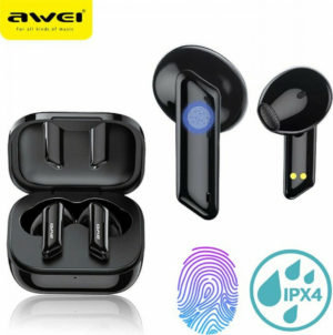 Awei T36 Earbud Bluetooth Handsfree Ακουστικά με Αντοχή στον Ιδρώτα και Θήκη Φόρτισης Μαύρα