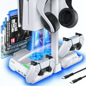 Βάση για PS5 (Fan Cooler-Controller Charging-Headset Stand-Games Storage) Λευκό