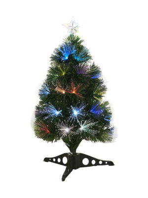Χριστουγεννιάτικο Δέντρο Πράσινο 60εκ με Πλαστική Βάση και Φωτισμό Οπτικών Ινών
