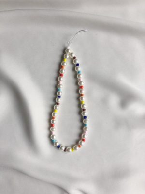 Διακοσμητικό Λουράκι με Χάντρες Fashion Jewelry για κινητό - άσπρες χάντρες M209