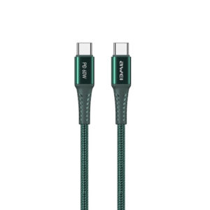 Awei CL-111T Braided USB 2.0 Cable USB-C male - USB-C male Πράσινο 1m
