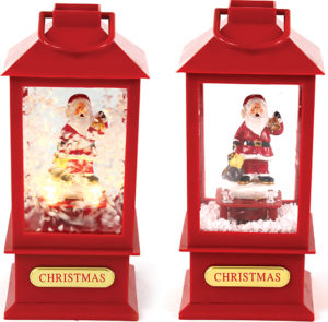 Χριστουγεννιάτικο Φανάρι Μπαταρίας Πλαστικό Κόκκινο με Κίνηση & Μουσική Θερμό Λευκό 10Χ10Χ20CM oem