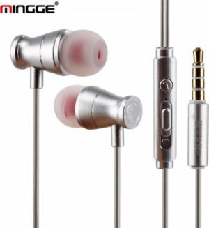 Mingge m12 Μαγνητικά Eνσύρματα Ακουστικά με Μικρόφωνο Ασημί