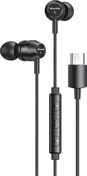 Handsfree Ακουστικά Awei TC-5 για Type-C (Μαύρο) 1.2M COD