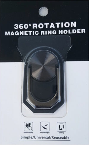 Universal 360 Rotation Magnetic Finger Ring Holder and Stand for Smartphone Tablet in Black (oem)