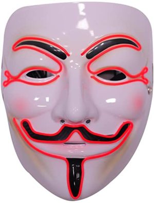Μάσκα Πλαστική με φως Anonymous Κόκκινο