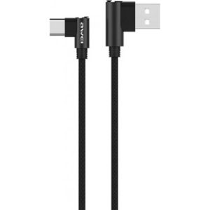 Awei CL-33 Καλώδιο Φόρτισης 1.2m L Type Type-C Fast Charging Data Cable Μαύρο