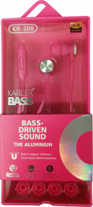 In-ear Handsfree με Βύσμα 3.5mm Karler Bass KR208 (Φούξια)