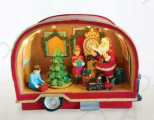Χριστουγεννιάτικο διακοσμητικό τροχόσπιτο με led λαμπάκια μουσική και κίνηση oem G563-99 25.4x25.4x9.5εκ.