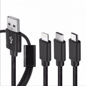 Klgo USB σε Lightning / Type-C / micro USB Καλώδιο Μαύρο 1m