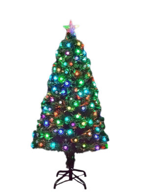 Χριστουγεννιάτικο Δέντρο Πράσινο 60εκ με Μεταλλική Βάση και Φωτισμό Οπτικών Ινών RGB