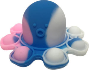 Pop it Fidget Toy Stress Reliever mini μπρελόκ Χταπόδι Άσπρο-Γαλάζιο