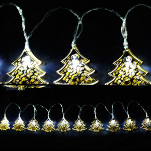 10 LED Μεταλικά Χρυσά Δέντρα με Μπαταρίες