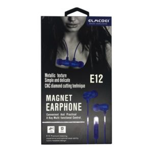 Hands-Free Μαγνητικά Ακουστικά Elmcoei E12 In-ear Metal Magnet Earphone Μπλε