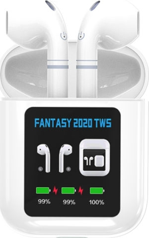 Ασύρματα ακουστικά με βάση φόρτισης και οθόνη – TWS – 2020 – White