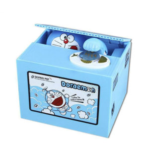 Παιδικός Κουμπαράς Πλαστικός Doraemon Μπλε 12.8x12.8x14.8cm