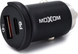 Moxom Φορτιστής Αυτοκινήτου Μαύρος Συνολικής Έντασης 3.6A με Θύρες: 1xUSB 1xType-C MX-VC08