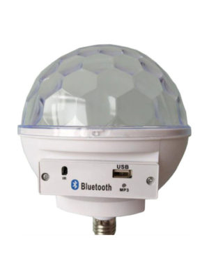 Crystal Magic Ball Light Bluetooth Bluetooth Διακοσμητικό Φωτιστικό Party Light LED MP3 Player/microSD/USB σε Λευκό Χρώμα