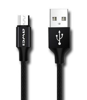 Awei Καλώδιο Ταχείας Φόρτισης και Δεδομένων USB σε Micro USB 1m Μαύρο (CL-50)