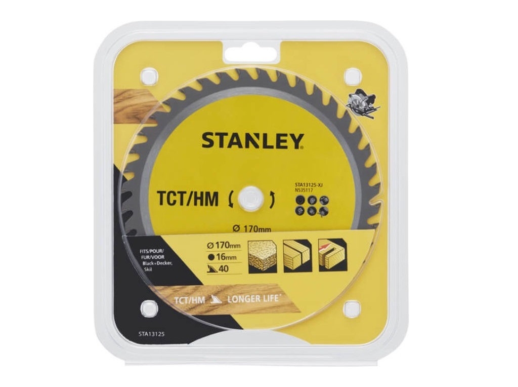 STANLEY - Δίσκος ξύλου με δοντι 40 τρύπα, 16mm και διάμετρο 170mm STA13125-XJ