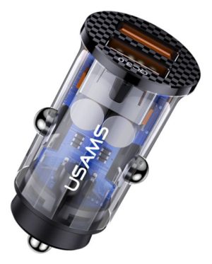 USAMS USB φορτιστής αυτοκινήτου US-CC122, 2x USB, 36W, διάφανος CC122CC01