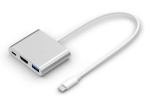 POWERTECH αντάπτορας USB-C σε USB 3.0/USB-C/HDMI CAB-UC004, ασημί CAB-UC004