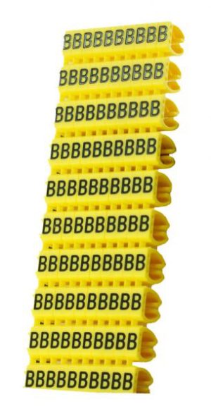POWERTECH Clip αρίθμησης καλωδίου γράμμα B, Yellow, 10τεμ. CLIP-014