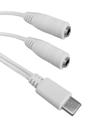 POWERTECH καλώδιο USB Type-C σε 2x 3.5mm CAB-UC055, 0.20m, λευκό CAB-UC055