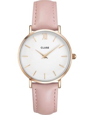 CLUSE Minuit Leather Rose Gold White/Pink