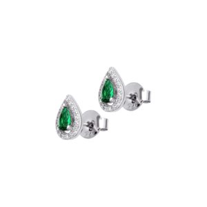 Ασημένια σκουλαρίκια SEASON 7*9mm 17-3-57-2 Ασημί-Πράσινο