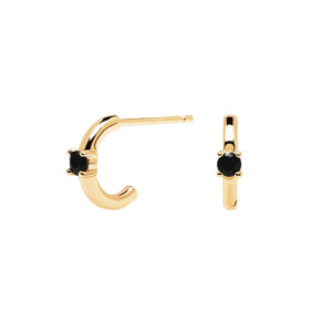 PD Paola Black Solitary Gold Earrings