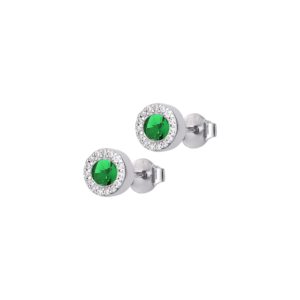 Ασημένια σκουλαρίκια SEASON 8mm 17-3-56-2 Ασημί-Πράσινο